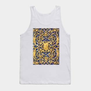 Gold glittering relief with indigo blue background Tank Top